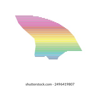 Symbol Map of the Kermadec Islands (New Zealand) showing the territory with horizontal parallel lines in rainbow colors