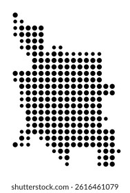 Symbol Map of Lake Havasu City (United States) showing the city with a pattern of just a few black dots