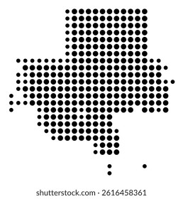 Symbol Map of Lawton (United States) showing the city with a pattern of just a few black dots