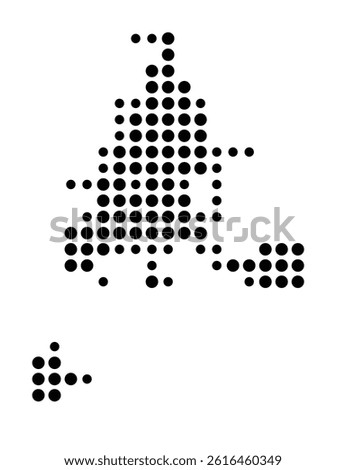 Symbol Map of Merced (United States) showing the city with a pattern of just a few black dots