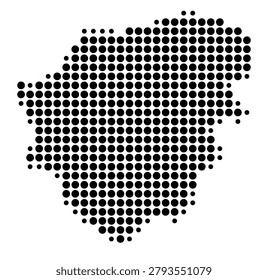 Symbol Map of the Metropolitan Borough Doncaster (England) showing the area with a pattern of black circles