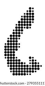 Symbol Map of the Metropolitan Borough Sefton (England) showing the area with a pattern of black circles