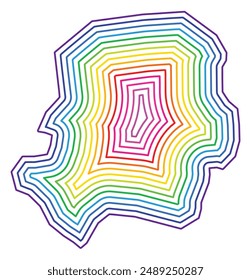 Symbol Map of the Metropolitan City Daegu (South Korea) showing the state border buffered inside in rainbow colors