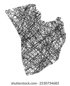 Mapa de símbolos da cidade metropolitana de Daejeon (Coreia do Sul) mostrando o estado com linhas pretas cruzadas, como bengalas Mikado ou teia de aranha