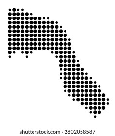 Symbol Map of the Municipality Budva (Montenegro) showing the area with a pattern of black circles
