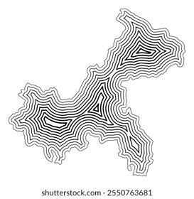 Symbol Map of the Municipality Chongqing (People's Republic of China) showing the state border buffered inside with black tapering lines