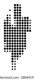 Symbol Map of the Municipality Nicas (Latvia) showing the area with a pattern of black circles