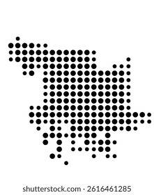 Symbol Map of Olathe (United States) showing the city with a pattern of just a few black dots