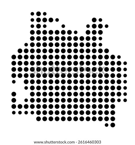 Symbol Map of Paramount (United States) showing the city with a pattern of just a few black dots