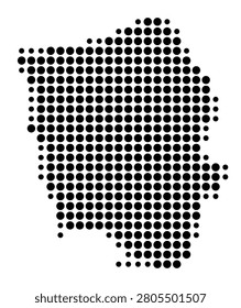 Symbol Map of the Parish Saint Catherine (Jamaica) showing the area with a pattern of black circles