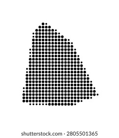 Symbol Map of the Parish Saint Thomas Lowland (Saint Kitts and Nevis) showing the area with a pattern of black circles