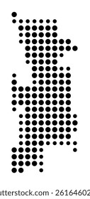 Symbol Map of Perris (United States) showing the city with a pattern of just a few black dots
