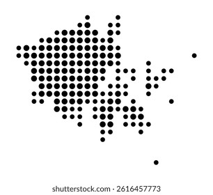 Symbol Map of Pflugerville (United States) showing the city with a pattern of just a few black dots