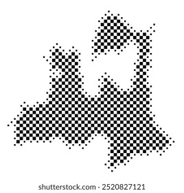 Symbol Map of the Prefecture Aomori (Japan) showing the territory with a pattern of black squares like a chessboard