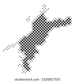 Symbol Map of the Prefecture Ehime (Japan) showing the territory with a pattern of black squares like a chessboard