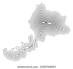 Symbol Map of the Prefecture Fukui (Japan) showing the state border buffered inside with black tapering lines