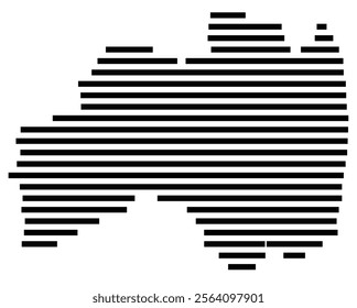 Symbol Map of the prefecture Fukushima (Japan) showing the territory with just a few black horizontal lines