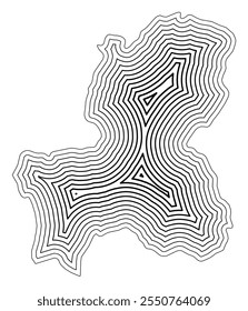 Symbol Map of the Prefecture Gifu (Japan) showing the state border buffered inside with black tapering lines
