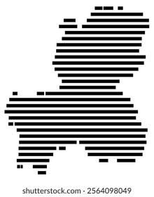 Symbol Map of the prefecture Gifu (Japan) showing the territory with just a few black horizontal lines