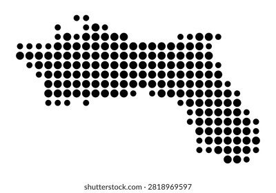 Symbol Map of the Prefecture Hadjer-Lamis (Chad) showing the area with a pattern of black circles