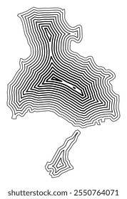 Symbol Map of the Prefecture Hyogo (Japan) showing the state border buffered inside with black tapering lines