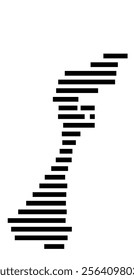 Symbol Map of the prefecture Ishikawa (Japan) showing the territory with just a few black horizontal lines