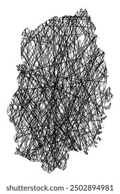Symbol Map of the Prefecture Iwate (Japan) showing the state with black, crossing lines like Mikado Sticks or a spider web