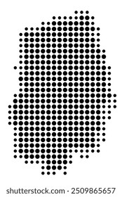 Symbol Map of the Prefecture Iwate (Japan) showing the territory with a pattern of black circles