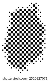 Symbol Map of the Prefecture Iwate (Japan) showing the territory with a pattern of black squares like a chessboard
