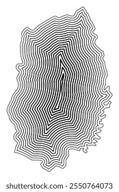 Symbol Map of the Prefecture Iwate (Japan) showing the state border buffered inside with black tapering lines