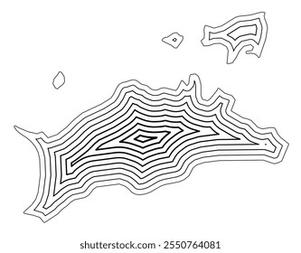 Symbol Map of the Prefecture Kagawa (Japan) showing the state border buffered inside with black tapering lines