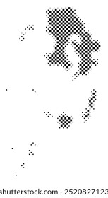 Symbol Map of the Prefecture Kagoshima (Japan) showing the territory with a pattern of black squares like a chessboard