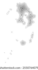 Symbol Map of the Prefecture Kagoshima (Japan) showing the state border buffered inside with black tapering lines
