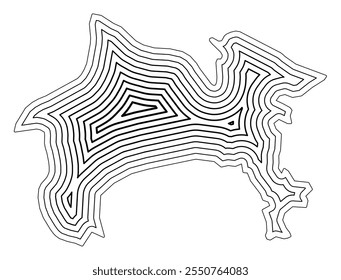 Symbol Map of the Prefecture Kanagawa (Japan) showing the state border buffered inside with black tapering lines