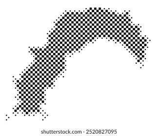 Symbol Map of the Prefecture Kochi (Japan) showing the territory with a pattern of black squares like a chessboard