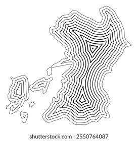 Symbol Map of the Prefecture Kumamoto (Japan) showing the state border buffered inside with black tapering lines