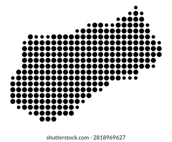 Symbol Map of the Prefecture Logone Occidental (Chad) showing the area with a pattern of black circles