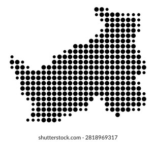 Symbol Map of the Prefecture Logone Oriental (Chad) showing the area with a pattern of black circles