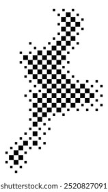 Symbol Map of the Prefecture Mie (Japan) showing the territory with a pattern of black squares like a chessboard