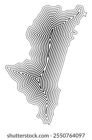 Symbol Map of the Prefecture Miyazaki (Japan) showing the state border buffered inside with black tapering lines