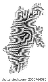 Symbol Map of the Prefecture Nagano (Japan) showing the state border buffered inside with black tapering lines