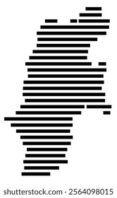 Symbol Map of the prefecture Nagano (Japan) showing the territory with just a few black horizontal lines