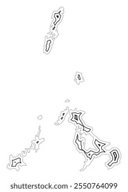 Symbol Map of the Prefecture Nagasaki (Japan) showing the state border buffered inside with black tapering lines