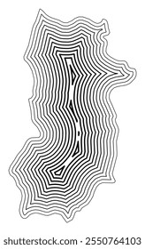 Symbol Map of the Prefecture Nara (Japan) showing the state border buffered inside with black tapering lines