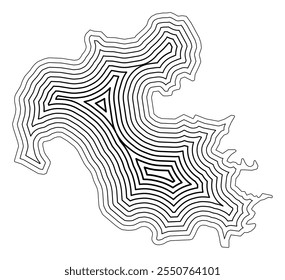 Symbol Map of the Prefecture Oita (Japan) showing the state border buffered inside with black tapering lines