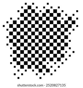 Symbol Map of the Prefecture Okayama (Japan) showing the territory with a pattern of black squares like a chessboard