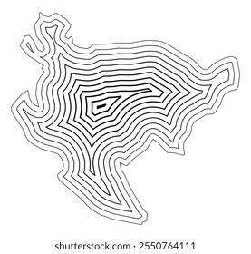 Symbol Map of the Prefecture Saga (Japan) showing the state border buffered inside with black tapering lines