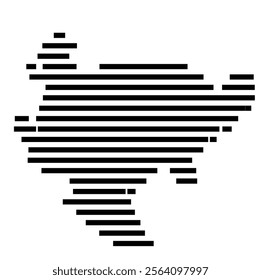 Symbol Map of the prefecture Saga (Japan) showing the territory with just a few black horizontal lines