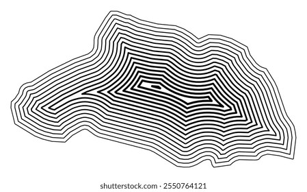 Symbol Map of the Prefecture Saitama (Japan) showing the state border buffered inside with black tapering lines