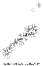 Symbol Map of the Prefecture Shimane (Japan) showing the state border buffered inside with black tapering lines